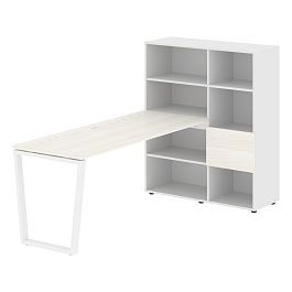 Стол-стеллаж EVRST 1117 Ясень Траун/Белый/Белый 2190х1120х1355 EDIS - Фото предпросмотра