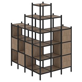 Loft Угловой внешний стеллаж наборный VR.L-56 Дуб аризона/Чёрный металл 1694*1278*2280 - Фото предпросмотра