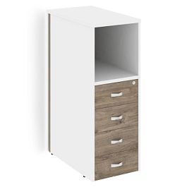 Onix Тумба с подсветкой 4 ящика завершающая, левая O.R-TV-4.S (L) Тиквуд темный/Белый бриллиант 436*767*1185 - Фото предпросмотра