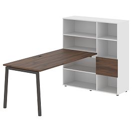 Стол-стеллаж ELRST 1217 Дуб Денвер тёмный/Мокко/Белый 2190х1250х1355 EDIS - Фото предпросмотра