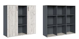 Шкаф средний с распашными дверьми Zion Light 140x42x129 дуб нордик - Фото предпросмотра