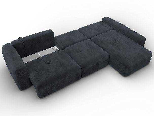 Диван угловой Лига-066 НПБ Лонг угол правый Велюр серый - Вид 10