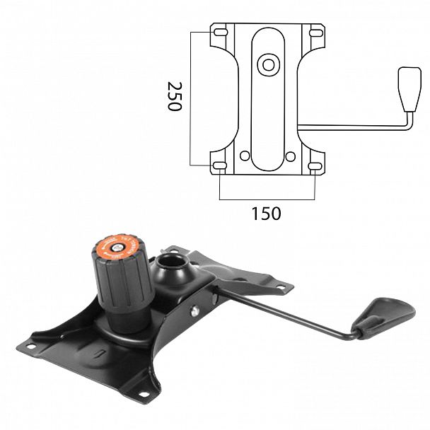 Механизм качания для кресла, "Top-Gun", межцентровое расстояние крепежа 150х250 мм - Вид 2