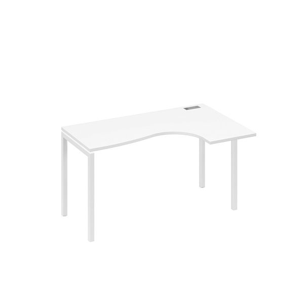 Стол эргономичный правый "Классика" на металлокаркасе DUE A4 А4 Б2 034 БП белый премиум / металлокаркас белый - Вид 1