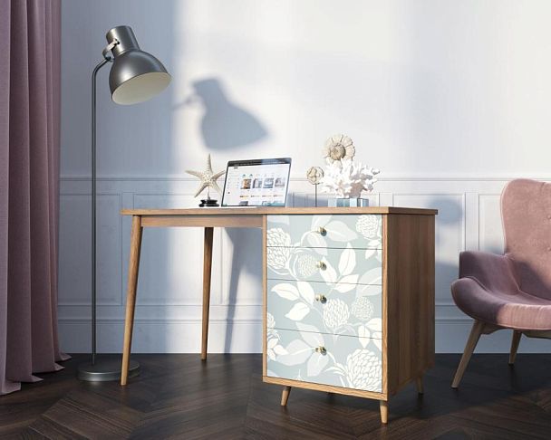 Стол рабочий Berber принт 39 с одной тумбой арт BB31/Print_39 - Вид 3