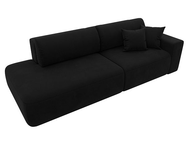 Диван прямой Лига-036 Модерн подлокотник справа Микровельвет черный - Вид 6