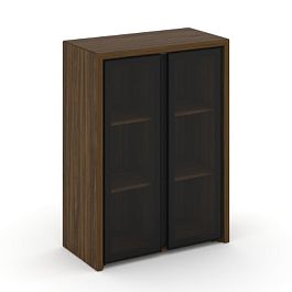 Корнер Шкаф средний широкий COR.ST-2.4RG Орех Лоренцо/Графит/Серый Черная Рама 900*450*1231 - Фото предпросмотра