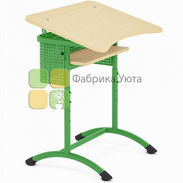 Парта одноместная ЭКСТРА (Р) с полкой, с угл. накл. стол. и перф. экраном, цвет. рег. (5-7 гр) - Вид 2