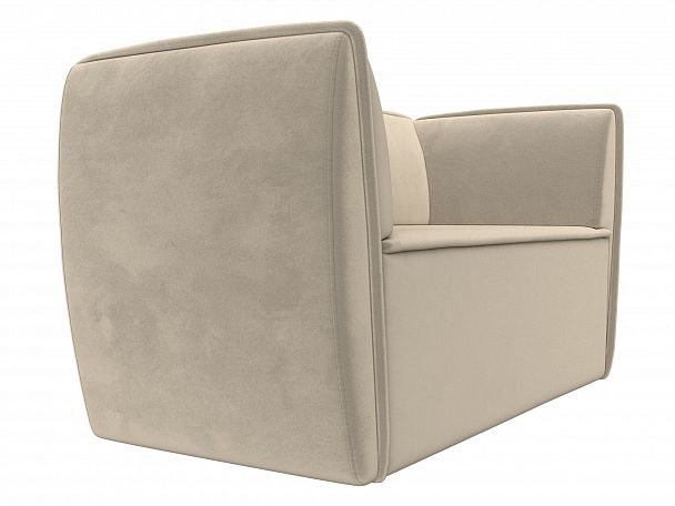 Прямой диван Бергамо 2-х местный (полностью микровельвет бежевый) - Вид 3