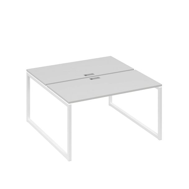 Рабочая станция 2х140 на опорах QUATTRO A4 А4 Б4 174 БП серый / металлокаркас белый - Вид 1