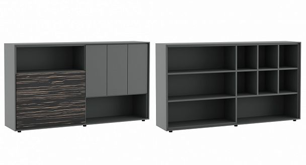 Шкаф средний Dali 227x48x127 эбен антрацит - Вид 1