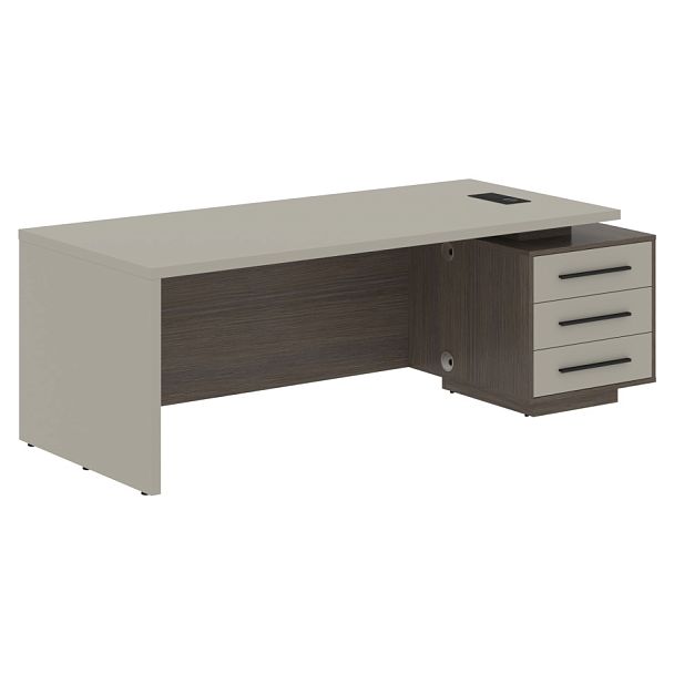 Стол руководителя с тумбой VCT 2290(R) Аметист/Черный матовый/Дуб Сильвер 2200х900х750 VELION - Вид 1