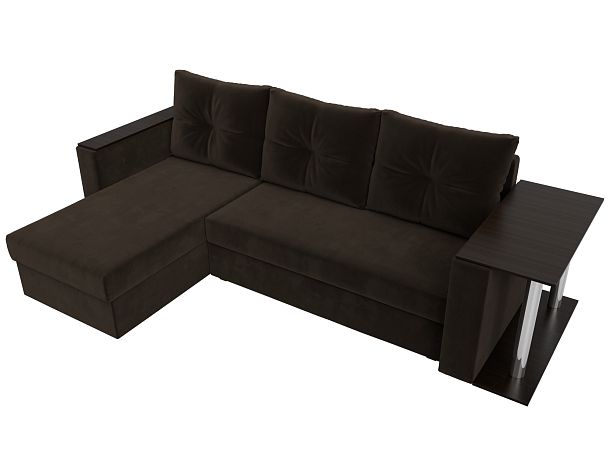 Угловой диван Атланта Лайт левый (полностью микровельвет коричневый) - Вид 6