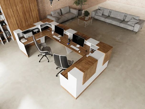 RTD091-300-ME ТАНДЕМ / TANDEM Стойка ресепшн 5-300 3000х700х1200 Таксония медовая - Вид 5