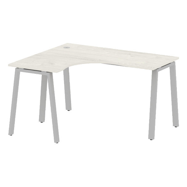 Metal System Стол криволинейный левый на А-образном м/к БА.СА-3 (L) Дуб наварра/Серый металл 1400*1200*750 - Вид 1