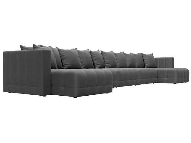 Диван П-образный Лига-052 НПБ МегаЛонг Замша серый - Вид 3