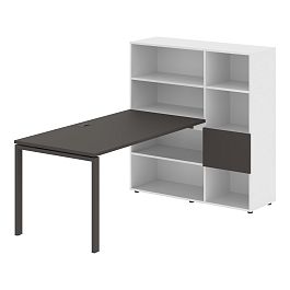 Стол-стеллаж EURST 1215 Мокко/Мокко/Белый 1990х1250х1355 EDIS - Фото предпросмотра