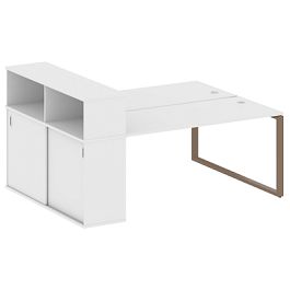 Metal System Р. ст. с шкафом-купе на О-образном м/к БО.РС-СШК-2.4 Т Белый/Мокко металл 2010*1475*1098 - Фото предпросмотра