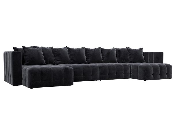 Диван П-образный Лига-052 НПБ Лонг Велюр серый - Вид 1