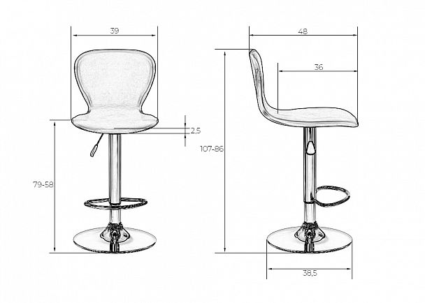 Стул барный DOBRIN ELISA (серый) - Вид 9