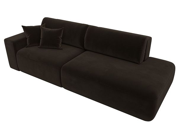 Диван прямой Лига-036 Модерн подлокотник слева Микровельвет коричневый - Вид 6