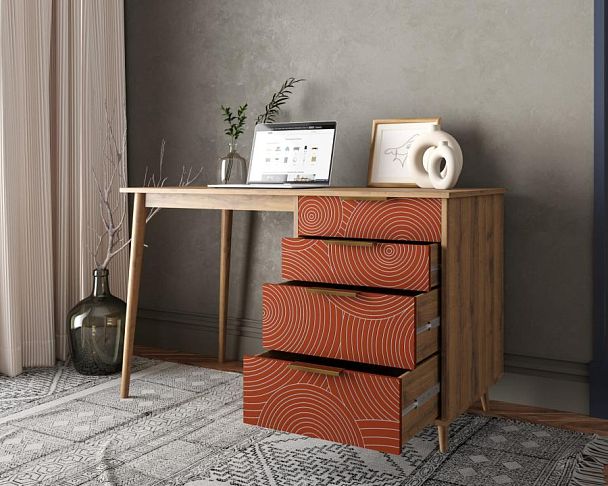 Стол рабочий Line одной тумбой R23/red - Вид 2