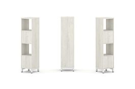 Стайл Проджект Набор стеллажа 1 сторон., 4 яр. SN.NS-411 Дуб Наварра/Металл Белый 387*400*1615 - Фото предпросмотра