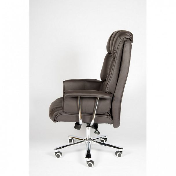 Кресло Президент / сталь + хром / темно-коричневая кожа - Вид 2