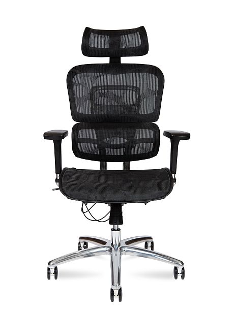 Кресло офисное / Kron aluminium black / черный пластик / черная сетка / алюминевая база - Вид 2