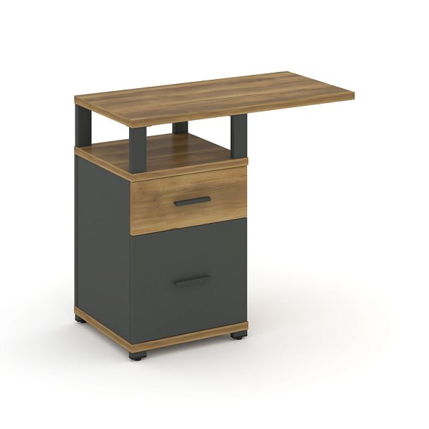 Concept Тумба приставная узкая 1 ящ.+1 распаш. фасад с надставкой широкой CN.TUS-004 W Сандал Янтарный/Антрацит/Металл Антрацит 836*420*750 - Вид 1