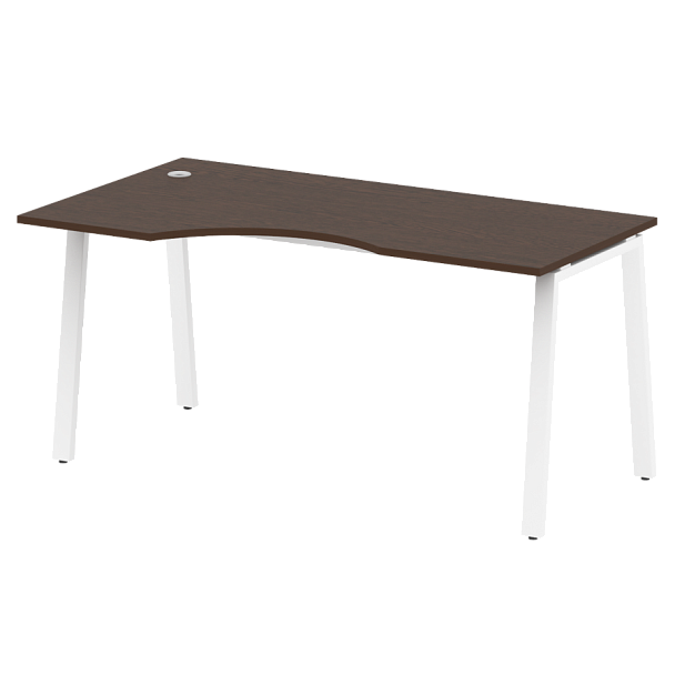 Metal System Стол криволинейный левый на А-образном м/к БА.СА-1 (L) Венге/Белый металл 1600*900*750 - Вид 1