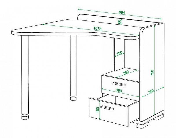 Стол письменный Домино СКМ-55 Карамель левый - Вид 5