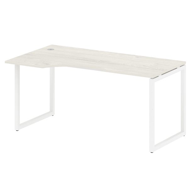 Metal System Quattro Стол криволинейный левый на О-образном м/к 40БО.СА-1 (L) Дуб наварра/Белый металл 1600*900*750 - Вид 1