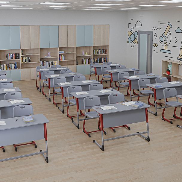 Парта Smart на плоскоовале 2М (столеш. ЛДСП ЗУ, экран ЛДСП, полка), гр.3-5 - Вид 8