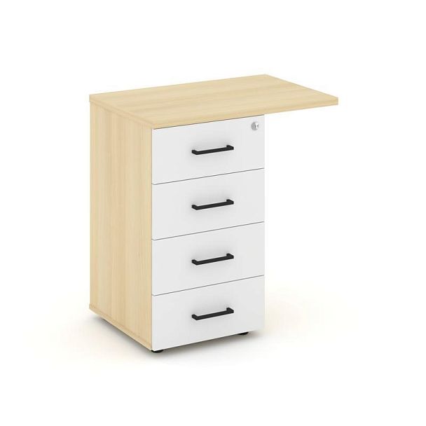 Стайл Проджект Тумба приставная SN.TPP-002 Акация Лорка/Белый/Черный Ручки 416/700*460*750 - Вид 1