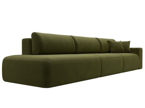 Диван прямой Лига-036 Модерн Лонг подлокотник справа Микровельвет зеленый - Вид 4