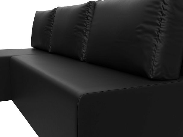 Угловой диван Поло левый (полностью экокожа черная) - Вид 4