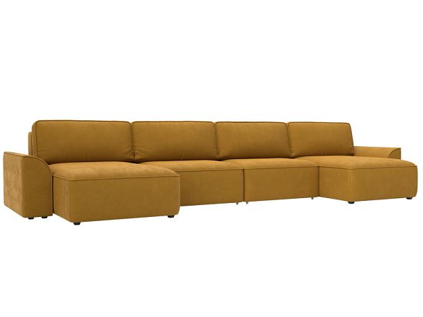 Диван п-образный Лига-048 НПБ лонг Велюр желтый - Вид 1