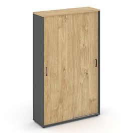 Стайл Проджект Шкаф-купе для одежды SN.SHK.E-003 Антрацит/Тиквуд Светлый/Черный Ручки 1200*400*1982 - Фото предпросмотра