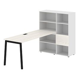 Стол-стеллаж ELRST 1117 Ясень Траун/Черный/Белый 2190х1120х1355 EDIS - Фото предпросмотра