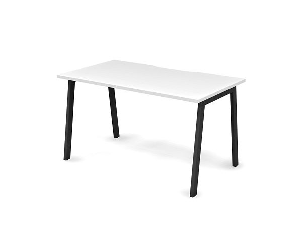 MATRIX 121S101-A Стол прямой проводник вырезной (A-обр. опоры) 1380х780х775 Белый/Темно-серый - Вид 1