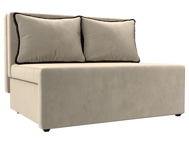 Диван прямой Лагуна (полностью микровельвет беж, кант микровельвет кор) - Вид 1