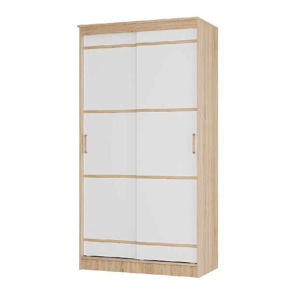"Сакура" шкаф-купе 1,14м (1140х2216х610) дуб сонома/белый - Вид 1