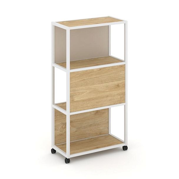 Shelf Mobile Стеллаж 4 уровня 1 секция VR.LT-STK-405.10 Тиквуд Светлый/Металл Белый/W-04 1000*400*1523 - Вид 1