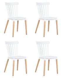Набор 4 шт Стул обеденный DOBRIN THEO (ножки светлый бук, цвет белый (W-02)) - Фото предпросмотра