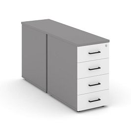 Стайл Проджект Тумба опорная/приставная SN.TOP-013 Серый Пепел/Белый/Черный Ручки 416*1632*750 - Фото предпросмотра