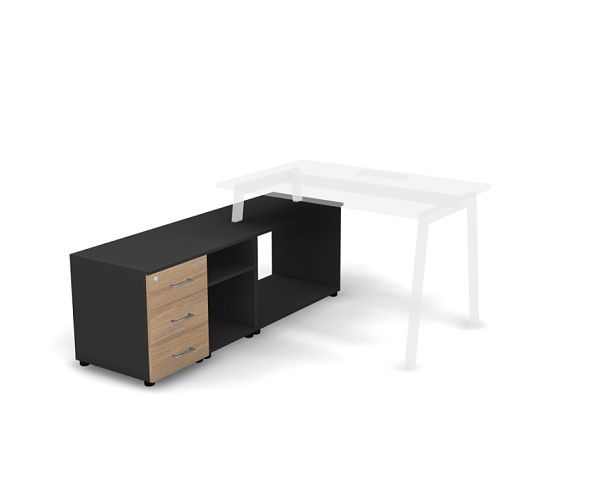 MATRIX 121T101 Тумба составная с полкой 1604х496х556 Швейцарский вяз/Темно-серый - Вид 1