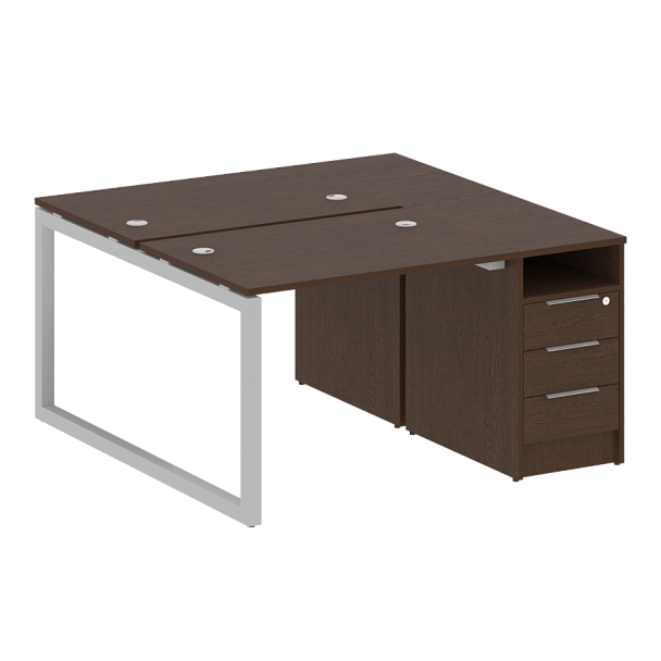 Metal System Quattro Р. ст. с тумбой на О-образном м/к 50БО.РС-СТП-2.1 Венге/Серый металл 1412*1475*750 - Вид 1