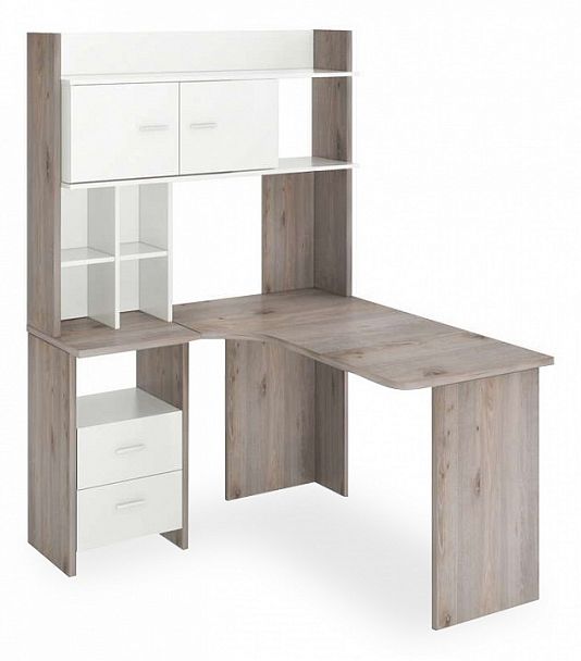 Стол компьютерный Нельсон Lite СКЛ-Угл130+НКЛХ-120 Белый/Нельсон левый - Вид 1