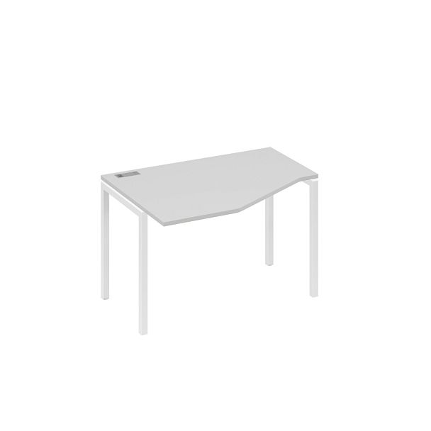 Стол эргономичный левый "Техно" на металлокаркасе DUE A4 А4 Б2 051 БП серый / металлокаркас белый - Вид 1